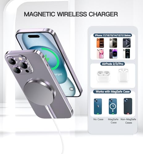 Magnetic Wireless Charger, 2-Pack 15W Fast Mag-Safe Stand for iPhone 17-12 - color: Silver