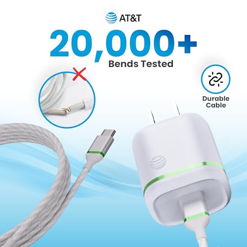AT&T 30W USB C Travel Wall Charger PPS PD Foldable 4ft USB IF Cable White - color: 30W White USB-C