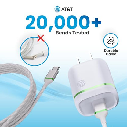 AT&T 30W USB C Travel Wall Charger PPS PD Foldable 4ft USB IF Cable White - color: 30W White USB-C