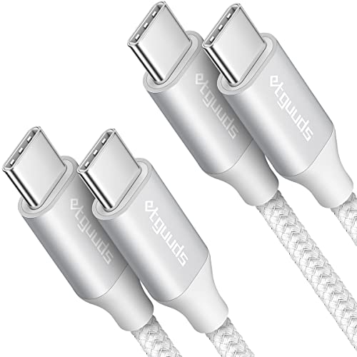 etguuds USB C to USB C Cable 6ft, 2-Pack 60W C to C Cable Fast Charging - color: White, size: 6ft