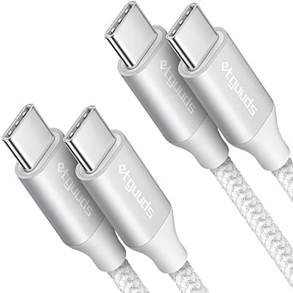 etguuds USB C to USB C Cable 6ft, 2-Pack 60W C to C Cable Fast Charging - color: White, size: 6ft