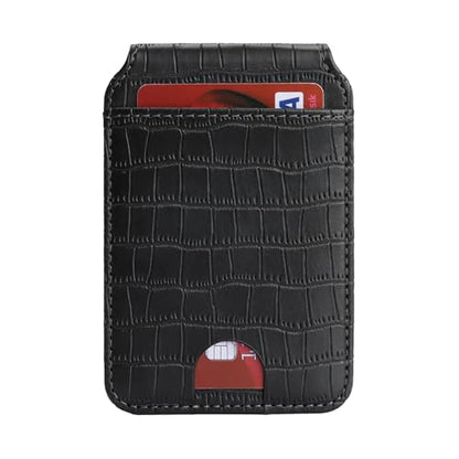 Ｈａｖａｙａ Leather Wallet Case for iPhone 16 - Jet Black | Crocodile-textured leather, detachable wallet, 5-card slots & kickstand, MagSafe 15W fast charge, raised bezels - color: Jet Black