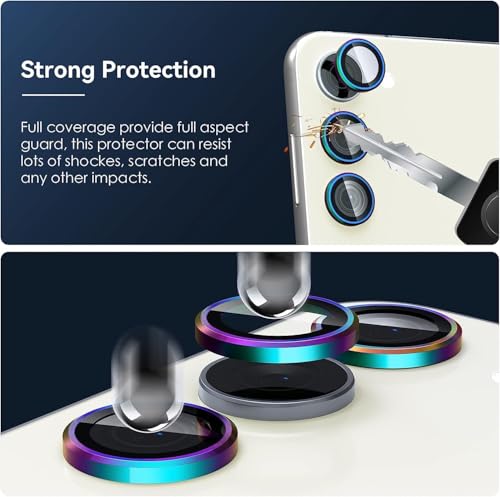 for Galaxy S24 FE Camera Lens Protector, Anti-Scratch HD Clarity 9H Tempered Glass with Aluminum Edging, Individual Lens Screen Protective Ring for Galaxy S24 FE 2024, 2 Set,Color