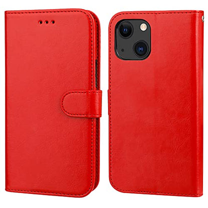 Bocasal Detachable Wallet Case Card Holder for iPhone 13, Red | RFID Blocking Kickstand Card Slots Holder PU Leather Magnetic Shockproof Wrist Strap Removable Flip Protective Cover 6.1 inch - color: Red
