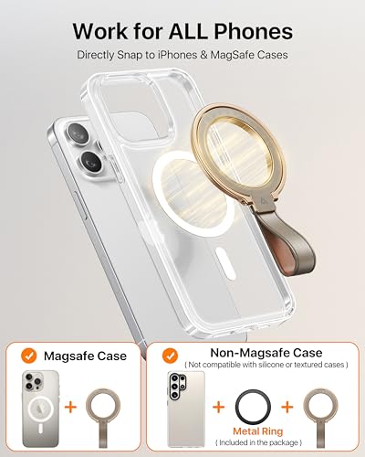 andobil 2026 Premium Leather Magnetic Phone Grip Holder for MagSafe, Stable - color: greige