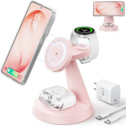 Meifigno Magnetic Wireless Charger for Samsung S26 Ultra/Galaxy Watch8,Pink - color: PINK