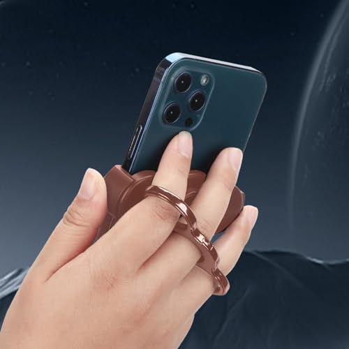 Double-Ring Three-Finger Back Clip Holder 360-Degree Rotating Mobile Grip Multipurpose Foldable Phone Grip Holder - color: Rose Gold
