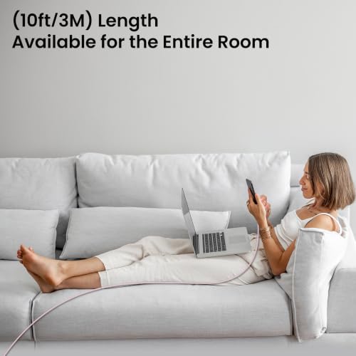 toocki USB C Cable Right Angle, 2-Pack 10ft USB A to USB C Charger Cable - color: Pink, size: 10FT+10FT