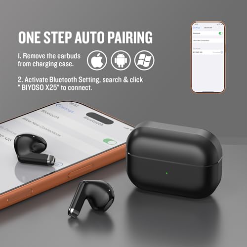X25 Wireless Earbuds, Semi-in-Ear Bluetooth 5.3 Headphones - color: Black