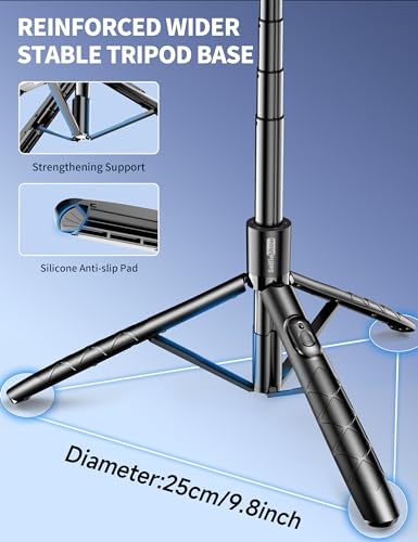 Aluminum 71" Phone Tripod, Travel Tripods for iPhone with Remote, Extendable Cell Phone Selfie Stick Tripod Stand Compatible with iPhone 17/16/15/14/13/Android/Camera - color: Black, size: 70.47 Inches - Upgraded Aluminum Pole