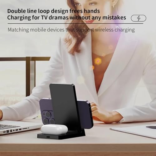 2 in 1 Dual Coil Magnetic Wireless Charger Stand Foldable Desktop Fast Charging Station for iPhone 17 16 15 14 13 12 for Airpods (White)