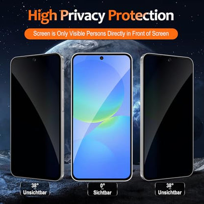2 Pack Privacy Screen Protector for Samsung Galaxy A37, Tempered Glass Film full Coverage Anti Scratch, Anti-Spy, 9H Hardness, Bubble Free for Samsung Galaxy A37 Privacy Screen Protector - size: Samsung Galaxy A37