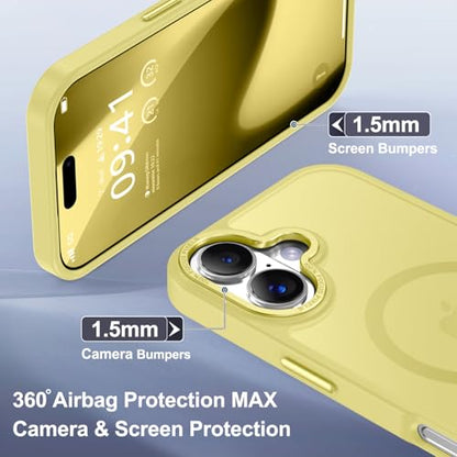 Newfuture Magnetic for iPhone 17 Case Matte Shockproof, Yellow | Military Drop Protection, Slim Matte Anti-Fingerprint, Compatible with Magsafe, Camera Guard, Translucent Protective Cover - color: Yellow, size: iPhone 17 6.3 inch