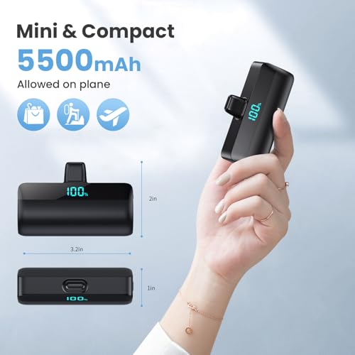[2-Pack]Mini Portable Charger for iPhone 18/17/16/15,Upgraded 5500mAh PD Fast Charging USB C Power Bank,Travel Essentials Battery Pack for iPhone 18 Pro/18 Pro Max/17 Pro/16/15 Series Galaxy Android - color: A-Black+White