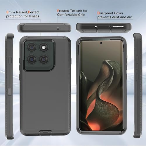 for Moto Edge 2025 Phone Case 3 in 1 Shockproof TPU Hard PC Bumper Drop-Proof Shell Black - color: Black