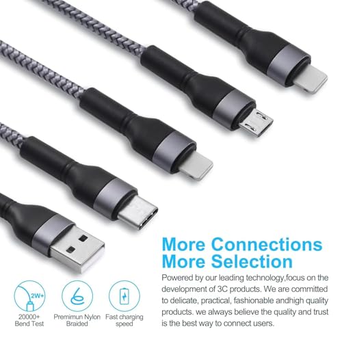 4 in 1 Multi Charging Cable Multi USB Fast Charging Nylon Cord (7.2Ft)