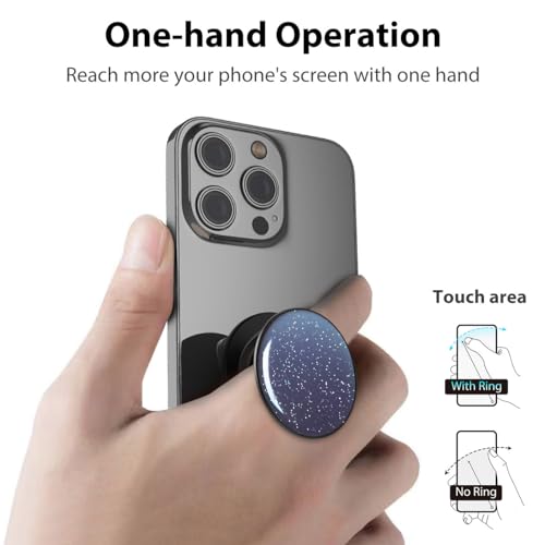 Phone Grip Holder, Phone Ring Holder Finger Kickstand, Adjustable Metal Cell Phone Rings Gripper Stand Work with Magnetic Car Mount for iPhone Samsung &Other Phones - Sky Blue - color: Sky Sparkle Blue