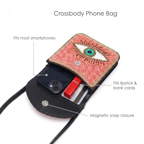 Small Crossbody Bags for Women, Cell Phone Shoulder Bag Boho Wallet Purse - color: Pink