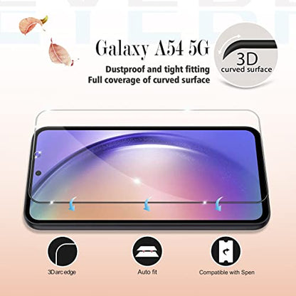 Galaxy A54 5G Screen Protector, [2 Pack] HD-Clear Tempered Glass Screen Protector [3D Touch][Bubble-Free][Anti-Scratch][Case-Friendly] Screen Protector Glass For Samsung Galaxy A54 - size: Galaxy A54 5G