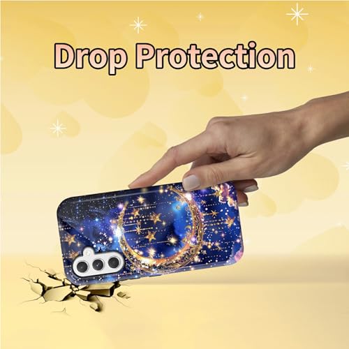 Moon Dreamcatcher Phone Case for Samsung Galaxy S25, Dual Layer Shockproof Rugged Cover with Soft TPU + Hard PC, Anti-Scratch Slim Fit Wireless Charging Compatible - color: Moon Dreamcatcher, size: 6.2" Galaxy S25