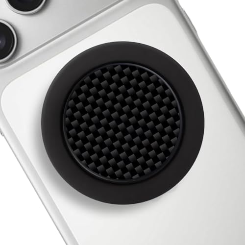 Genuine Carbon Fiber Magnetic Phone Grip Compatible with Magsafe，Collapsible Mobile Phones Stand Holder for Smartphone Tablet Cell Phone Accessory - Black Plain Weave - color: Black Plain Weave