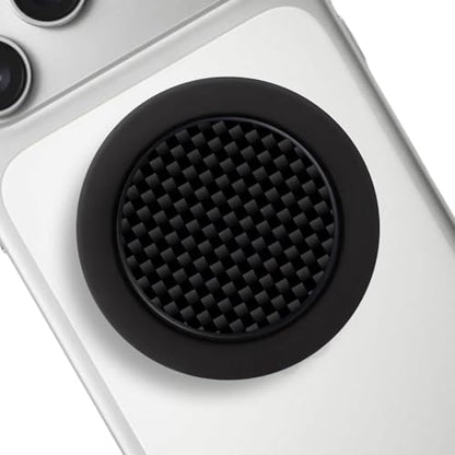 Genuine Carbon Fiber Magnetic Phone Grip Compatible with Magsafe，Collapsible Mobile Phones Stand Holder for Smartphone Tablet Cell Phone Accessory - Black Plain Weave - color: Black Plain Weave
