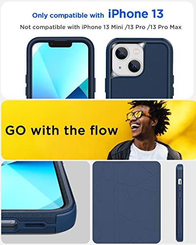 AICase Rugged Case for iPhone 13,Heavy Duty 3-Layer Pocket-Friendly Durable Military Grade Protection Shockproof/Drop Proof Protective Cover for iPhone 13 6.1 inch_2 Navy Blue - color: Navy Blue