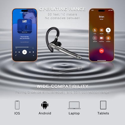 Bluetooth Headset, 100Hrs Bluetooth Earpiece