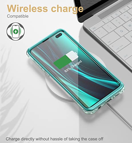 SURITCH Clear Case for Samsung Galaxy S10 Plus (Only) 6.4-inch, [Built-in Screen Protector] Full Body Protection Shockproof Bumper Rugged Phone Cover for S10 Plus -(Green) - color: Green