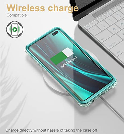 SURITCH Clear Case for Samsung Galaxy S10 Plus (Only) 6.4-inch, [Built-in Screen Protector] Full Body Protection Shockproof Bumper Rugged Phone Cover for S10 Plus -(Green) - color: Green