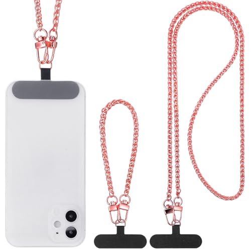 Canlierr 2 Pack Phone Chain Crossbody, with Tether Tab, Deep Rose Gold - color: Deep Rose Gold