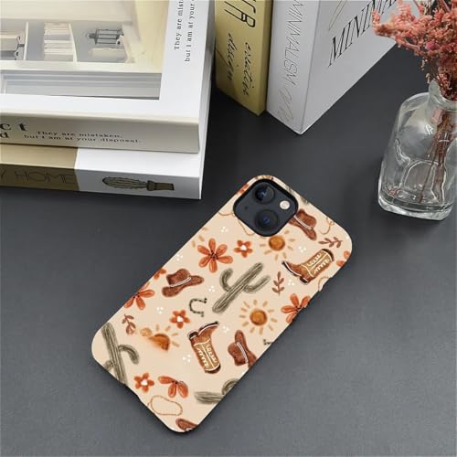 ZHEGAILIAN Case Compatible with iPhone 15 Plus,Denim Boots Cactus Design Phone Case,Matte Mixed Double-Layer Hard Shell+Soft Silicone TPU Shock Protective - color: Denim boots cactus, size: iPhone 15 Plus