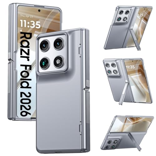 GooseBox for Motorola Razr Fold Case 2026 Phone Case Built-in Screen Protector & Hinge Protection & Hidden Kickstand Razr Fold Case with Full Body Shockproof Protective Phone Case Gray - color: Gray