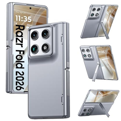 GooseBox for Motorola Razr Fold Case 2026 Phone Case Built-in Screen Protector & Hinge Protection & Hidden Kickstand Razr Fold Case with Full Body Shockproof Protective Phone Case Gray - color: Gray