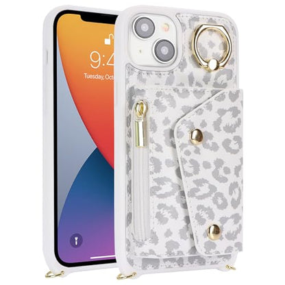 Lipvina Crossbody Wallet Case for iPhone 13,White Leopard - color: 03-White Leopard, size: iPhone 13 6.1"