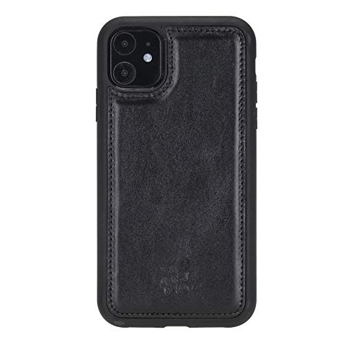 Venito Lucca Leather Case Compatible with iPhone 11 (6.1 inch) – Extra Secure with Padded Back Cover -Rustic Black - color: Rustic Black, size: iPhone 11