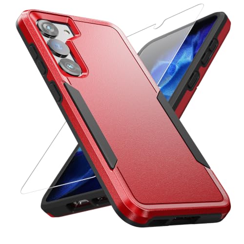 for Samsung Galaxy S23 Case with HD Screen Protector, Dual Layer Military Grade Drop Tested, Heavy Duty Rugged Shockproof Non-Slip Outdoor Protective Cover, Red - color: Red