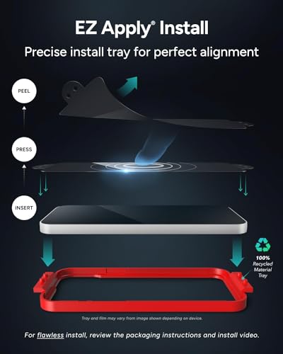 ZAGG InvisibleShield Glass Privacy 360 iPhone 16/15 Screen Protector - 4-Way Privacy Filter, 5X Stronger with Reinforced Edges, Scratch & Smudge-Resistant Surface, Install Tray Included - style: iPhone 16 / iPhone 15