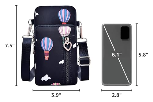 BIAOTIE Lightweight Small Crossbody bags Cell Phone Purses Travel Pouch Shoulder Bag for Women - color: Black Balloon