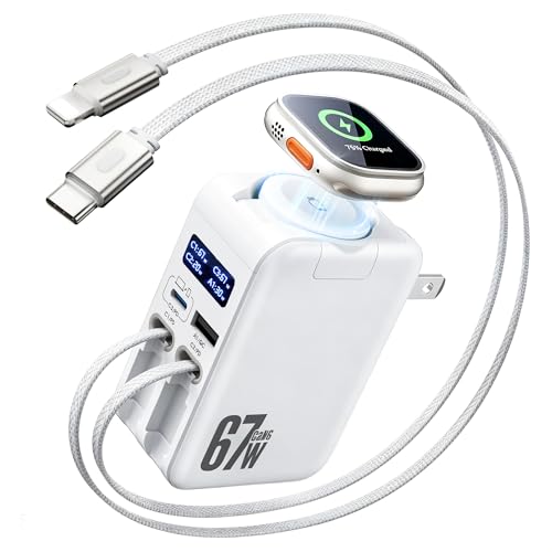 5-in-1 67W Retractable USB-C Wall Charger, for Apple Watch & iPhone & iPad