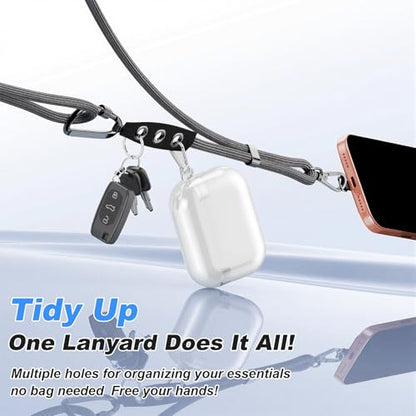 Phone Strap Crossbody Phone Lanyard with 2 Phone Tabs,Adjustable Anti Theft Phone Strap for iPhone Around with Hanging Loops ,Skin-Friendly,Universal Cell Phone Neck lanyard for Outdoor Travel (Khaki) - color: Khaki