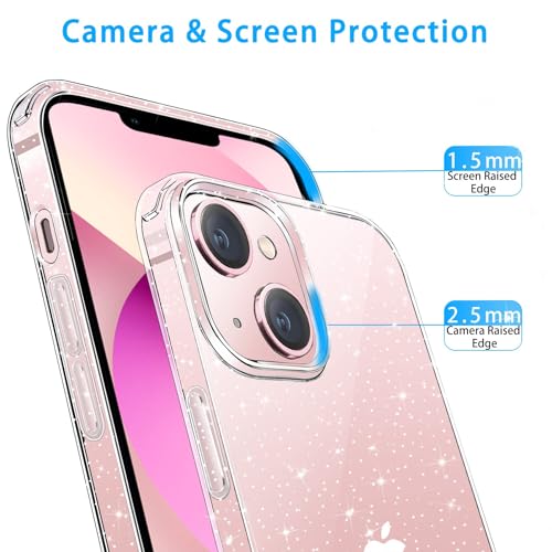 JJGoo Compatible with iPhone 13 Mini Case, Bling Sparkle Soft TPU Anti-Scratch Shockproof Protective Phone Bumper, Women Girls Cute Slim Phone Case, Clear Glitter - color: Clear Glitter