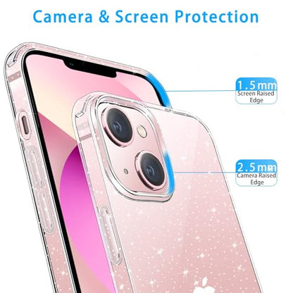 JJGoo Compatible with iPhone 13 Mini Case, Bling Sparkle Soft TPU Anti-Scratch Shockproof Protective Phone Bumper, Women Girls Cute Slim Phone Case, Clear Glitter - color: Clear Glitter