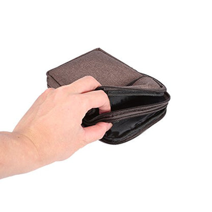Men's Cell Phone Waist Bag Vertical, Cellphone Belt Loop Holster, Outdoor Sport Travel Nylon Small Mobile Phone Pouch Smartphone Waist Bag with Carabiner Hook Pen Holder Zipper Handbag Carrying Case - color: Brown
