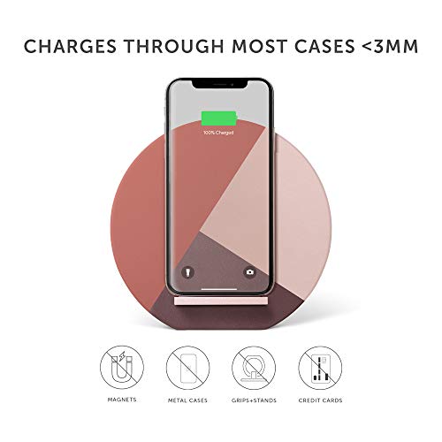 Native Union Dock Marquetry Wireless Charger–Genuine Italian Leather High Speed [Qi Certified] 10W Versatile Fast Wireless Charging Stand with iPhone 11/11Pro/11Pro Max(Rose) - color: Marquetry Rose