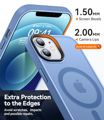 CANSHN Magnetic for iPhone 12 Case/iPhone 12 Pro Case, Sky Blue | Translucent Matte, Compatible with MagSafe, Heavy Duty Protection, Scratch Resistant, Slim Fit, Pocket Friendly - color: Matte Magnetic & Light Blue