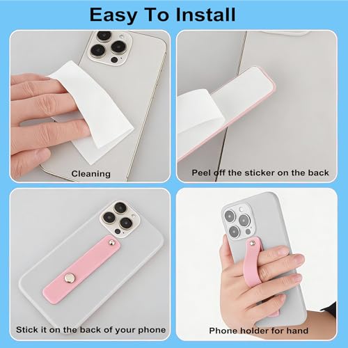 Phone Grip Holder, 4 Pack Cell Phone Grip Strap Telescopic Finger Strap Stand Universal Finger Kickstand for Most Smartphone - Pink Green Blue Purple