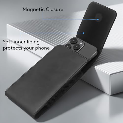 for Motorola Moto G 5G 2025 2024 G Power 2025 2024 2023 G Stylus 5G 2025 2024 Cell Phone Holster Holder Belt Clip Case PU Leather Pouch for Samsung Galaxy S25 S24 S23 Ultra (Black2, XL) - color: Black2
