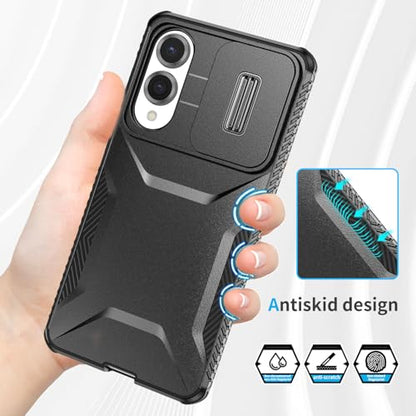 Asuwish Phone Case for Samsung Galaxy S25 Edge 5G with Screen Protector and Slide Camera Cover Rugged Hybrid Shockproof Protective Cell Accessories S25Edge 25S S 25 25Edge 6.66 2025 Women Men Black - color: Black