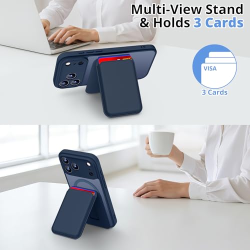 for iPhone 17 Pro Max Case w/Detachable MagSafe Wallet-Blue | RFID Blocking Card Holder&Kickstand, Military-Grade Drop & Raised Camera Protection for Travel & Commute - color: Blue